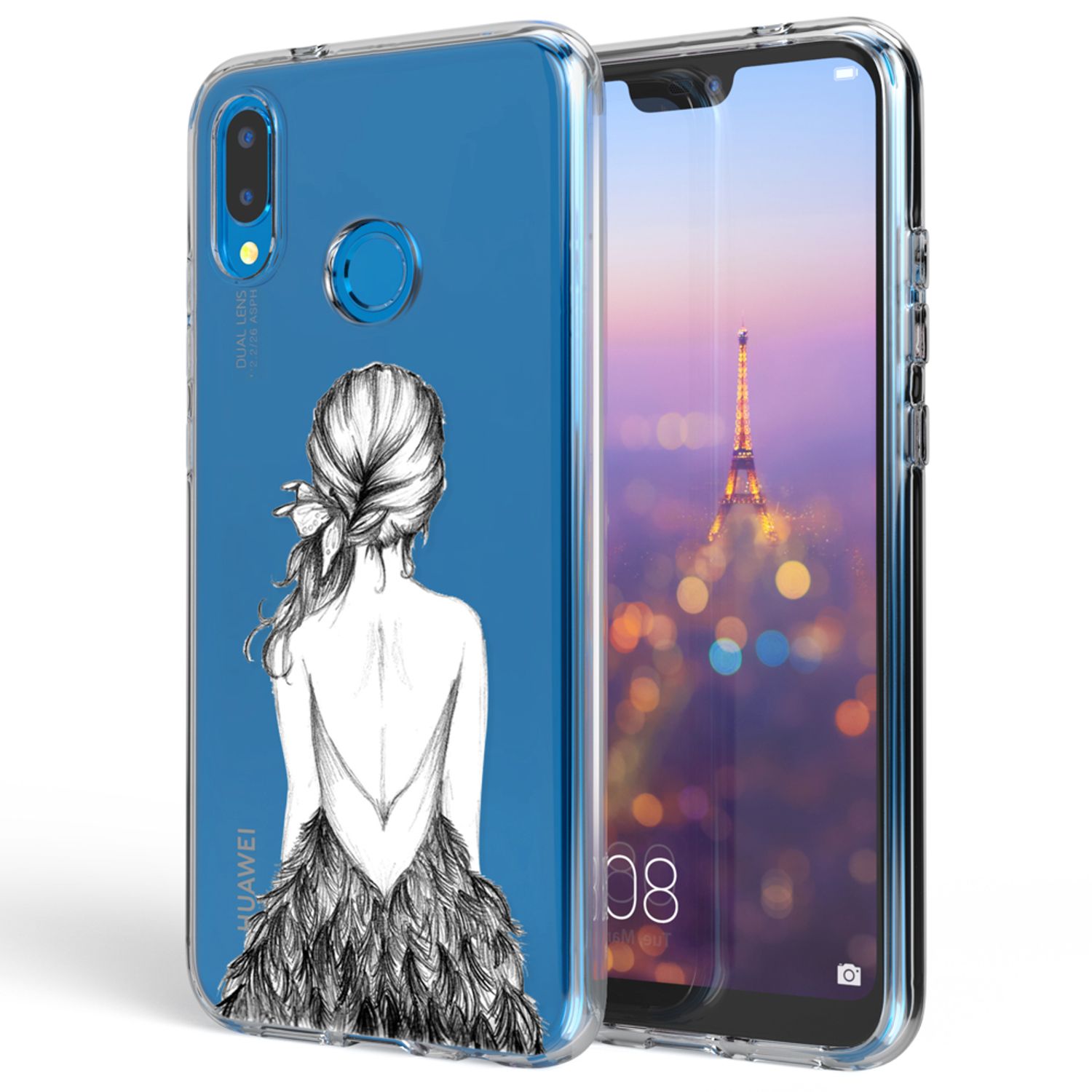 Huawei P20 Lite Hülle Handyhülle von NALIA, Slim Motiv Silikon Cover Schutzhülle NALIA