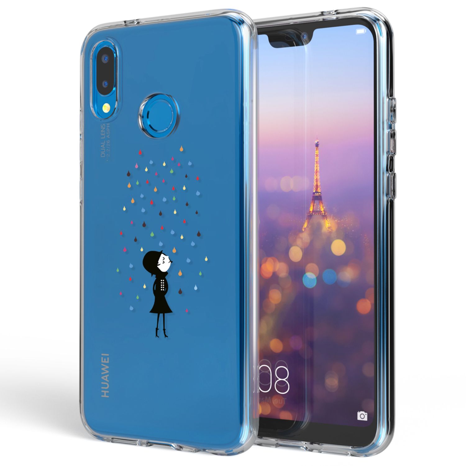 Huawei P20 Lite Hülle Handyhülle von NALIA, Slim Motiv Silikon Cover Schutzhülle NALIA
