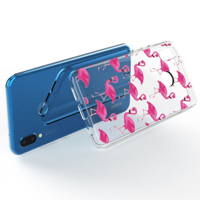 NALIA Handyhülle kompatibel mit Huawei P20 Lite, Slim Silikon Motiv Case Back-Cover Crystal Schutzhülle Dünn Durchsichtig, Etui Handy-Tasche Transparent Bumper Flamingo Green NALIA SlimFit Hülle