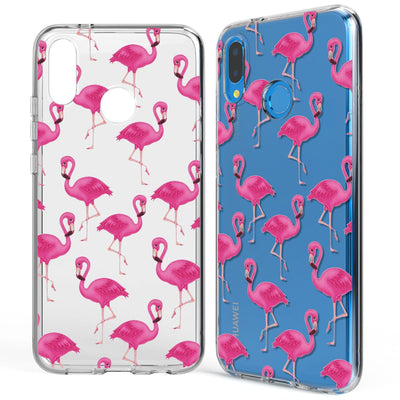 NALIA Handyhülle kompatibel mit Huawei P20 Lite, Slim Silikon Motiv Case Back-Cover Crystal Schutzhülle Dünn Durchsichtig, Etui Handy-Tasche Transparent Bumper Flamingo Green NALIA SlimFit Hülle