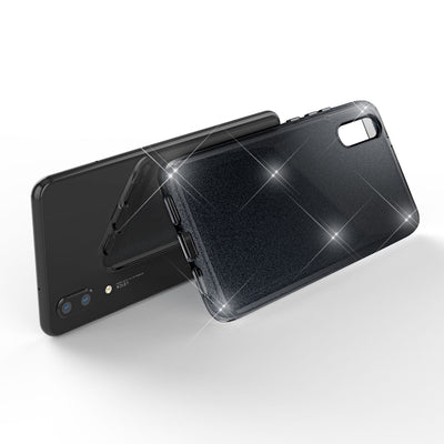 NALIA Glitzerhülle für Huawei P20 – Funkelnder Glitzer-Look & Grip – SHINEPOP (Silikon Case) – Marke aus Berlin Schwarz NALIA Protective Hülle