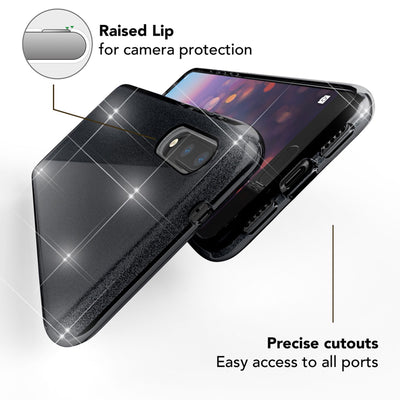 NALIA Glitzerhülle für Huawei P20 – Funkelnder Glitzer-Look & Grip – SHINEPOP (Silikon Case) – Marke aus Berlin Schwarz NALIA Protective Hülle