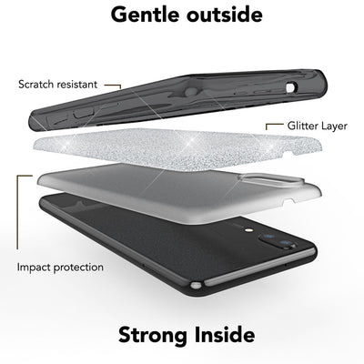 NALIA Glitzerhülle für Huawei P20 – Funkelnder Glitzer-Look & Grip – SHINEPOP (Silikon Case) – Marke aus Berlin Schwarz NALIA Protective Hülle
