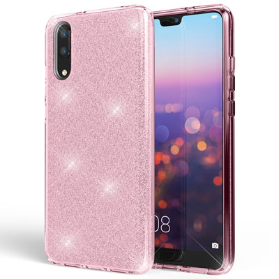NALIA Glitzerhülle für Huawei P20 – Funkelnder Glitzer-Look & Grip – SHINEPOP (Silikon Case) – Marke aus Berlin Schwarz NALIA Protective Hülle