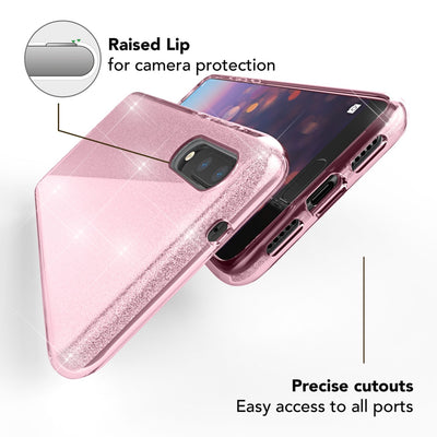 NALIA Glitzerhülle für Huawei P20 – Funkelnder Glitzer-Look & Grip – SHINEPOP (Silikon Case) – Marke aus Berlin Schwarz NALIA Protective Hülle