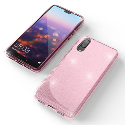 NALIA Glitzerhülle für Huawei P20 – Funkelnder Glitzer-Look & Grip – SHINEPOP (Silikon Case) – Marke aus Berlin Schwarz NALIA Protective Hülle