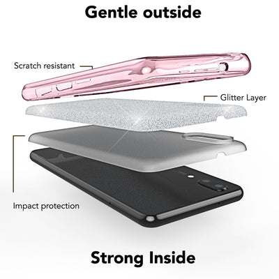 NALIA Glitzerhülle für Huawei P20 – Funkelnder Glitzer-Look & Grip – SHINEPOP (Silikon Case) – Marke aus Berlin Schwarz NALIA Protective Hülle
