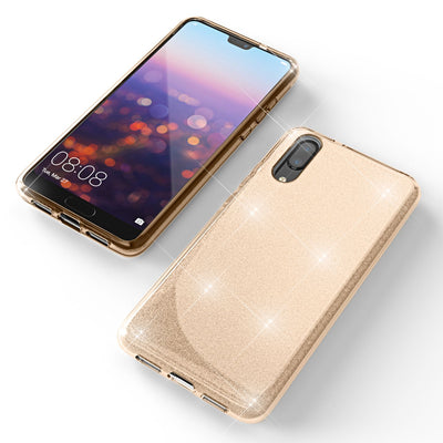 NALIA Glitzerhülle für Huawei P20 – Funkelnder Glitzer-Look & Grip – SHINEPOP (Silikon Case) – Marke aus Berlin Schwarz NALIA Protective Hülle