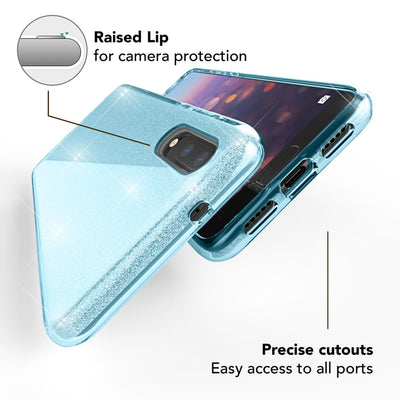 NALIA Glitzerhülle für Huawei P20 – Funkelnder Glitzer-Look & Grip – SHINEPOP (Silikon Case) – Marke aus Berlin Schwarz NALIA Protective Hülle