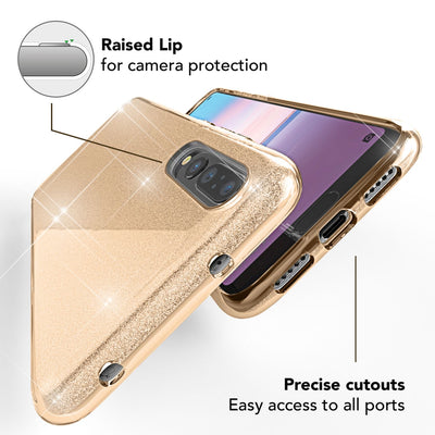 NALIA Glitzerhülle für Huawei P20 Pro – Funkelnder Glitzer-Look & Grip – SHINEPOP (Silikon Case) – Marke aus Berlin Gold NALIA Protective Hülle