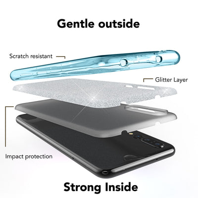 NALIA Glitzerhülle für Huawei P20 Pro – Funkelnder Glitzer-Look & Grip – SHINEPOP (Silikon Case) – Marke aus Berlin Gold NALIA Protective Hülle