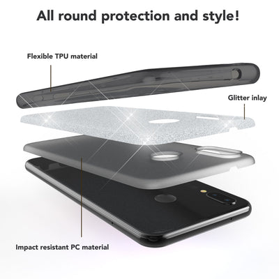 NALIA Glitzerhülle für Huawei P20 Lite – Funkelnder Glitzer-Look & Grip – SHINEPOP (Silikon Case) – Marke aus Berlin Schwarz NALIA Protective Hülle