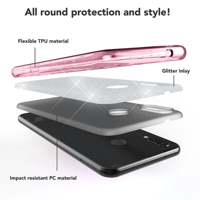 NALIA Glitzerhülle für Huawei P20 Lite – Funkelnder Glitzer-Look & Grip – SHINEPOP (Silikon Case) – Marke aus Berlin Schwarz NALIA Protective Hülle