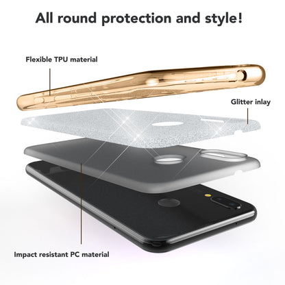 Huawei P20 Lite Hülle Handyhülle von NALIA, Glitzer Silikon-Case Back-Cover Gold NALIA Protective Hülle