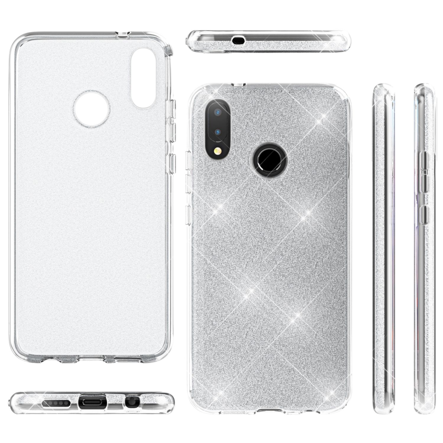 Huawei P20 Lite Hülle Handyhülle von NALIA, Glitzer Silikon-Case Back-Cover Gold NALIA Protective Hülle