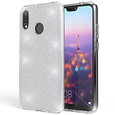 NALIA Glitzerhülle für Huawei P20 Lite – Funkelnder Glitzer-Look & Grip – SHINEPOP (Silikon Case) – Marke aus Berlin Gold NALIA Protective Hülle