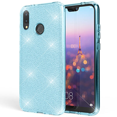 NALIA Glitzerhülle für Huawei P20 Lite – Funkelnder Glitzer-Look & Grip – SHINEPOP (Silikon Case) – Marke aus Berlin Türkis NALIA Protective Hülle
