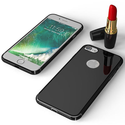 NALIA Spiegel Handyhülle kompatibel mit iPhone 7, Ultra-Slim Cover Mirror Case Hardcase, Dünne Schutzhülle Backcover verspiegelt, Handy-Tasche Bumper Phone Etui Schwarz NALIA SlimFit Hülle