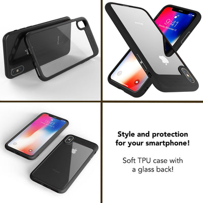 NALIA Handyhülle kompatibel mit iPhone X / XS, Durchsichtiges Hardcase & Silikon Bumper, Schutzhülle Cover Handy-Tasche Hülle Phone Case Transparent, Slim Backcover Etui Hardcover Rot NALIA SlimFit Hülle
