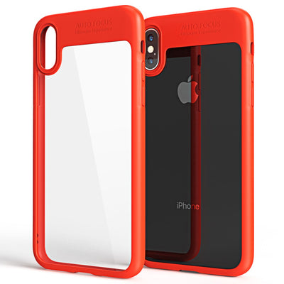 NALIA Handyhülle kompatibel mit iPhone X / XS, Durchsichtiges Hardcase & Silikon Bumper, Schutzhülle Cover Handy-Tasche Hülle Phone Case Transparent, Slim Backcover Etui Hardcover Rot NALIA SlimFit Hülle