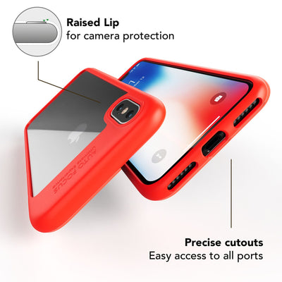 NALIA Handyhülle kompatibel mit iPhone X / XS, Durchsichtiges Hardcase & Silikon Bumper, Schutzhülle Cover Handy-Tasche Hülle Phone Case Transparent, Slim Backcover Etui Hardcover Rot NALIA SlimFit Hülle