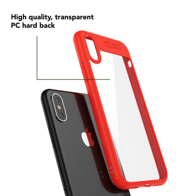 NALIA Handyhülle kompatibel mit iPhone X / XS, Durchsichtiges Hardcase & Silikon Bumper, Schutzhülle Cover Handy-Tasche Hülle Phone Case Transparent, Slim Backcover Etui Hardcover Rot NALIA SlimFit Hülle