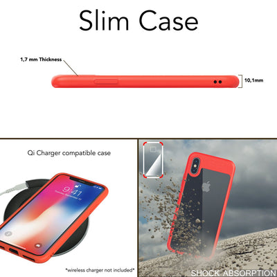 NALIA Handyhülle kompatibel mit iPhone X / XS, Durchsichtiges Hardcase & Silikon Bumper, Schutzhülle Cover Handy-Tasche Hülle Phone Case Transparent, Slim Backcover Etui Hardcover Rot NALIA SlimFit Hülle