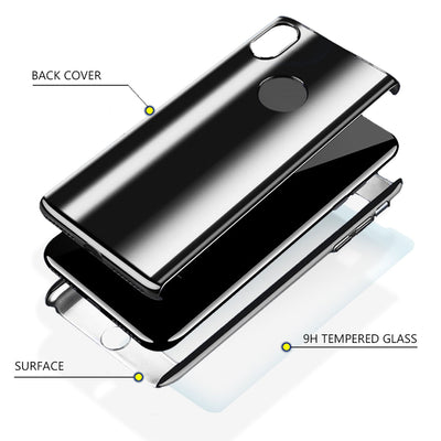 NALIA 360 Grad Handyhülle kompatibel mit Apple iPhone XS Max, Full-Cover & Schutzglas vorne hinten Hülle Doppel-Schutz Dünn Ganzkörper Case Etui Handy-Tasche Bumper & Displayschutz Schwarz NALIA GlasSchutz