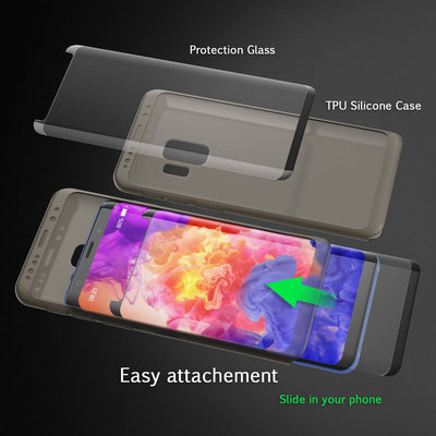 NALIA 360 Grad Hülle kompatibel mit Samsung Galaxy S9, Full Cover Handyhülle mit Schutzglas Doppel-Schutz, Dünnes Case Silikon Etui, Transparenter Displayschutz & Rückseite Schwarz NALIA Protective Hülle