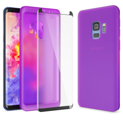 NALIA 360 Grad Hülle kompatibel mit Samsung Galaxy S9, Full Cover Handyhülle mit Schutzglas Doppel-Schutz, Dünnes Case Silikon Etui, Transparenter Displayschutz & Rückseite Schwarz NALIA Protective Hülle