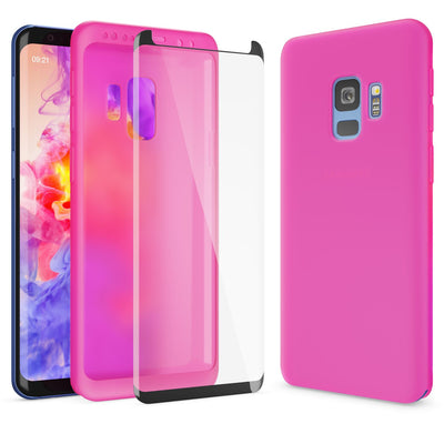 NALIA 360 Grad Hülle kompatibel mit Samsung Galaxy S9, Full Cover Handyhülle mit Schutzglas Doppel-Schutz, Dünnes Case Silikon Etui, Transparenter Displayschutz & Rückseite Schwarz NALIA Protective Hülle