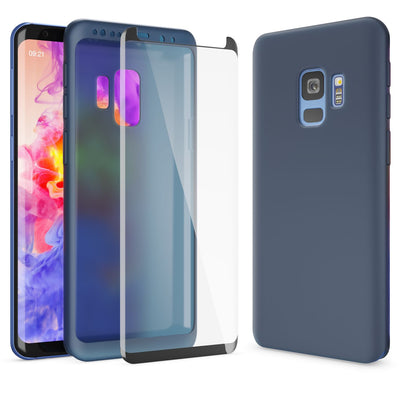 NALIA 360 Grad Hülle kompatibel mit Samsung Galaxy S9, Full Cover Handyhülle mit Schutzglas Doppel-Schutz, Dünnes Case Silikon Etui, Transparenter Displayschutz & Rückseite Schwarz NALIA Protective Hülle