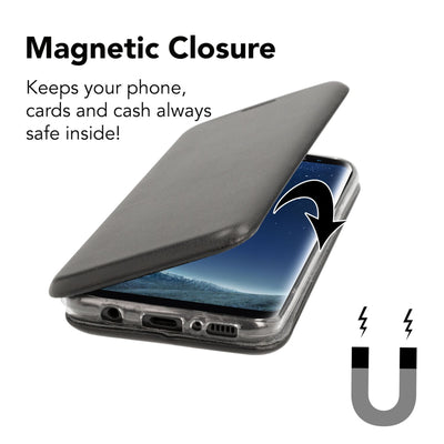 NALIA Klapphülle kompatibel mit Samsung Galaxy S8, Slim Handy-Hülle Flip-Case Kunst-Leder Vegan Cover mit Magnet, Etui Ganzkörper Schutz Dünne Hinten Vorne Rundum Handy-Tasche Bumper - Schwarz Default Title NALIA SlimFit Hülle