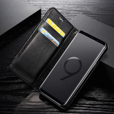 NALIA Handyhülle kompatibel mit Samsung Galaxy S9 Plus, Slim Kickstand Handyhülle Flip-Case Kunst-Leder Cover mit Magnet, Etui Ganzkörper Schutz Dünne Rundum Handy-Tasche Bumper NALIA Protective Hülle