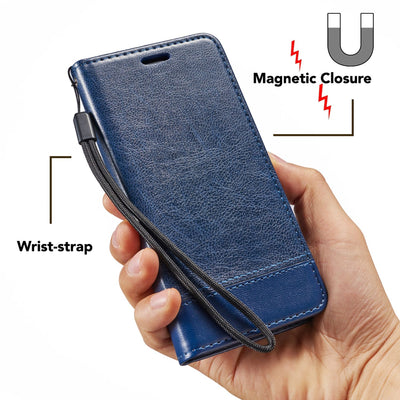 NALIA Handyhülle kompatibel mit Samsung Galaxy S9 Plus, Slim Kickstand Handyhülle Flip-Case Kunst-Leder Cover mit Magnet, Etui Ganzkörper Schutz Dünne Rundum Handy-Tasche Bumper Blau NALIA Protective Hülle