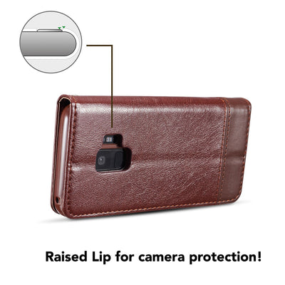 NALIA Handyhülle kompatibel mit Samsung Galaxy S9 Plus, Slim Kickstand Handyhülle Flip-Case Kunst-Leder Cover mit Magnet, Etui Ganzkörper Schutz Dünne Rundum Handy-Tasche Bumper Blau NALIA Protective Hülle