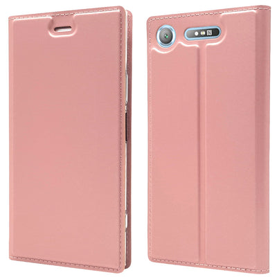 NALIA Klapphülle kompatibel mit Sony Xperia XZ1, Slim Kickstand Handyhülle Flip-Case Kunstleder Book-Cover Magnet Etui Ganzkörper Schutz Dünne Back Rundum Handy-Tasche Etui NALIA SlimFit Hülle