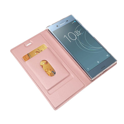 NALIA Klapphülle kompatibel mit Sony Xperia XZ1, Slim Kickstand Handyhülle Flip-Case Kunstleder Book-Cover Magnet Etui Ganzkörper Schutz Dünne Back Rundum Handy-Tasche Etui NALIA SlimFit Hülle