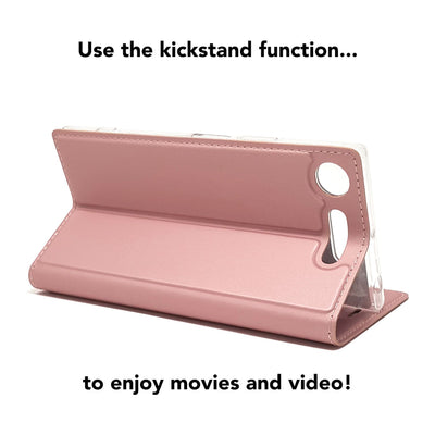 NALIA Klapphülle kompatibel mit Sony Xperia XZ1, Slim Kickstand Handyhülle Flip-Case Kunstleder Book-Cover Magnet Etui Ganzkörper Schutz Dünne Back Rundum Handy-Tasche Etui NALIA SlimFit Hülle