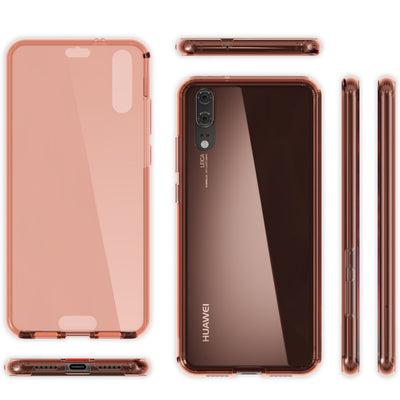 NALIA 360 Grad Handyhülle kompatibel mit Huawei P20, Full-Cover vorne hinten Hülle Doppel-Schutz, Dünn Ganzkörper Case Silikon Etui Handytasche Transparent Displayschutz Rückseite Rose Gold NALIA Protective Hülle