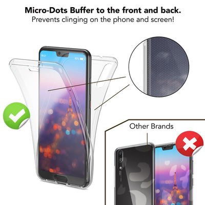 NALIA 360 Grad Handyhülle kompatibel mit Huawei P20, Full-Cover vorne hinten Hülle Doppel-Schutz, Dünn Ganzkörper Case Silikon Etui Handytasche Transparent Displayschutz Rückseite Rose Gold NALIA Protective Hülle