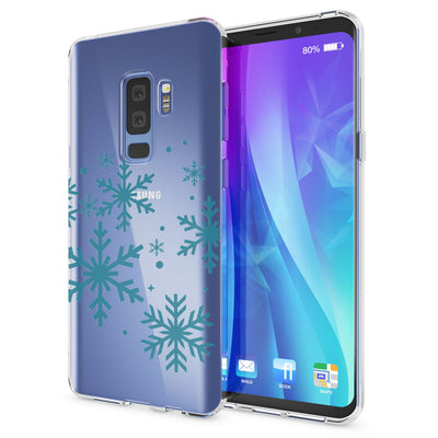 NALIA Handyhülle kompatibel mit Samsung Galaxy S9 Plus, Slim Silikon Motiv Case Schutzhülle Dünn Durchsichtig, Etui Handy-Tasche Back-Cover Transparent Bumper Snowflakes NALIA SlimFit Hülle