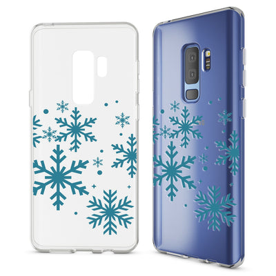 NALIA Handyhülle kompatibel mit Samsung Galaxy S9 Plus, Slim Silikon Motiv Case Schutzhülle Dünn Durchsichtig, Etui Handy-Tasche Back-Cover Transparent Bumper Snowflakes NALIA SlimFit Hülle