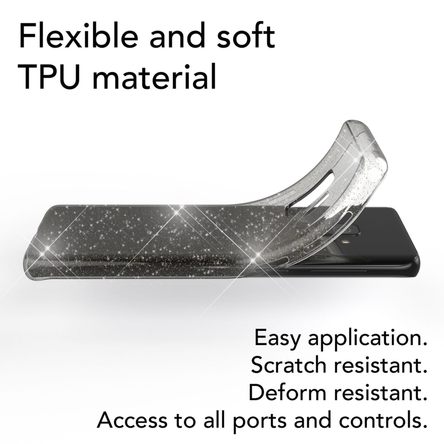 NALIA Glitter Handy Hülle für Samsung Galaxy S9, Glitzer Silikon Case Cover Transparent NALIA Transparente Hülle