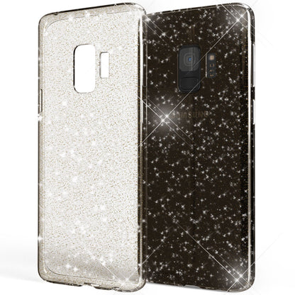 NALIA Glitter Handy Hülle für Samsung Galaxy S9, Glitzer Silikon Case Cover Schwarz NALIA Transparente Hülle