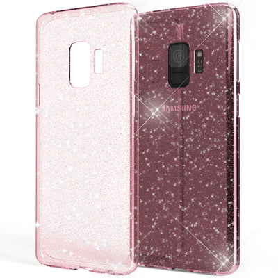NALIA Glitzerhülle für Samsung Galaxy S9 – Funkelndes Silikon Case – DAZZLIN (Transparent & Stoßfest) – Marke aus Berlin Schwarz NALIA Transparente Hülle