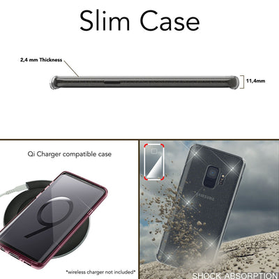 NALIA Glitzerhülle für Samsung Galaxy S9 – Funkelndes Silikon Case – DAZZLIN (Transparent & Stoßfest) – Marke aus Berlin Schwarz NALIA Transparente Hülle