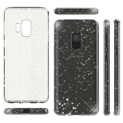 NALIA Glitzerhülle für Samsung Galaxy S9 – Funkelndes Silikon Case – DAZZLIN (Transparent & Stoßfest) – Marke aus Berlin Schwarz NALIA Transparente Hülle