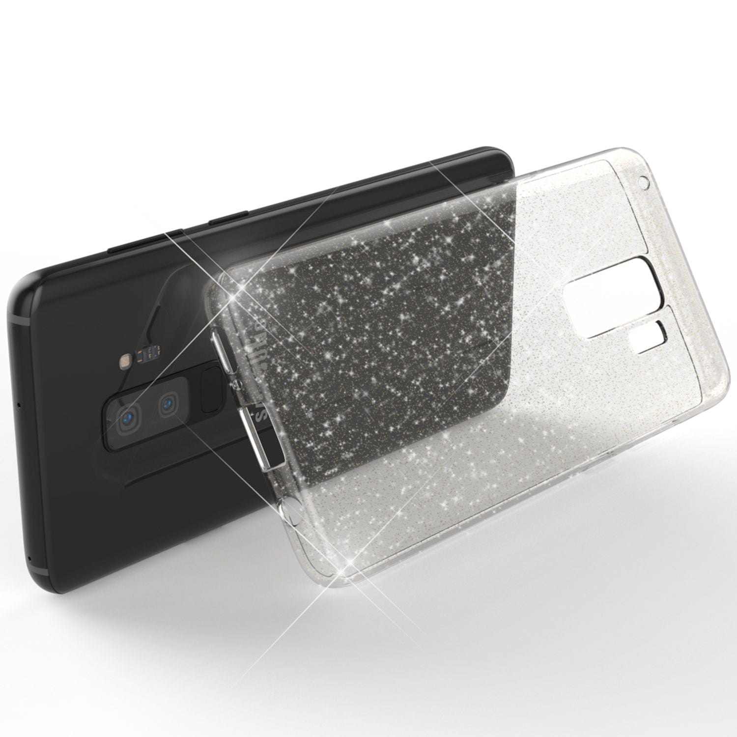 NALIA Glitter Handy Hülle für Samsung Galaxy S9 Plus Glitzer Cover Silikon Case Transparent NALIA Transparente Hülle