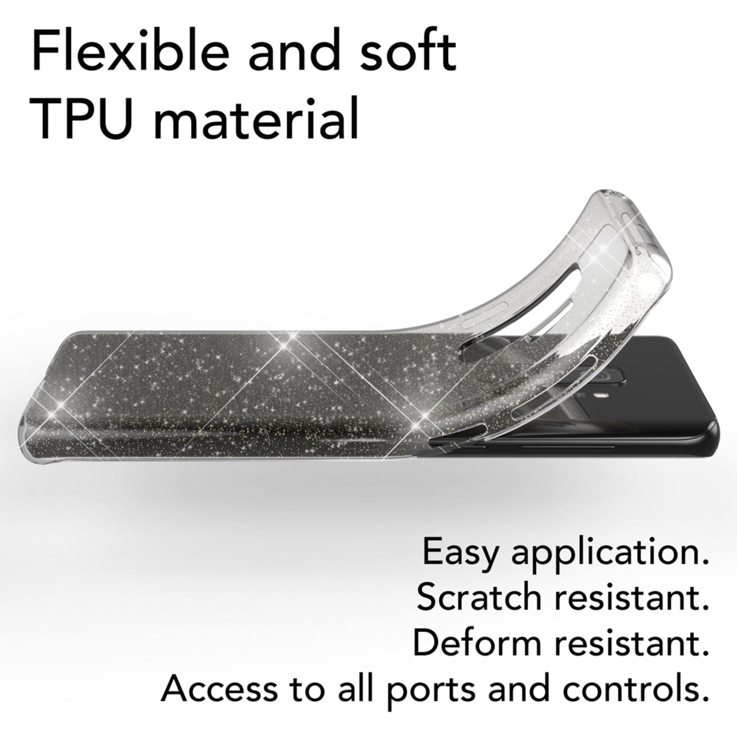 NALIA Glitter Handy Hülle für Samsung Galaxy S9 Plus Glitzer Cover Silikon Case Transparent NALIA Transparente Hülle